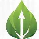 Iconiță frunză verde cu săgeată în sus, simbolizând energie